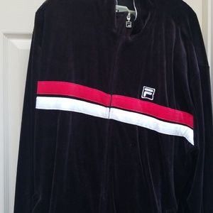 Men's Black Velour fila sweatsuit